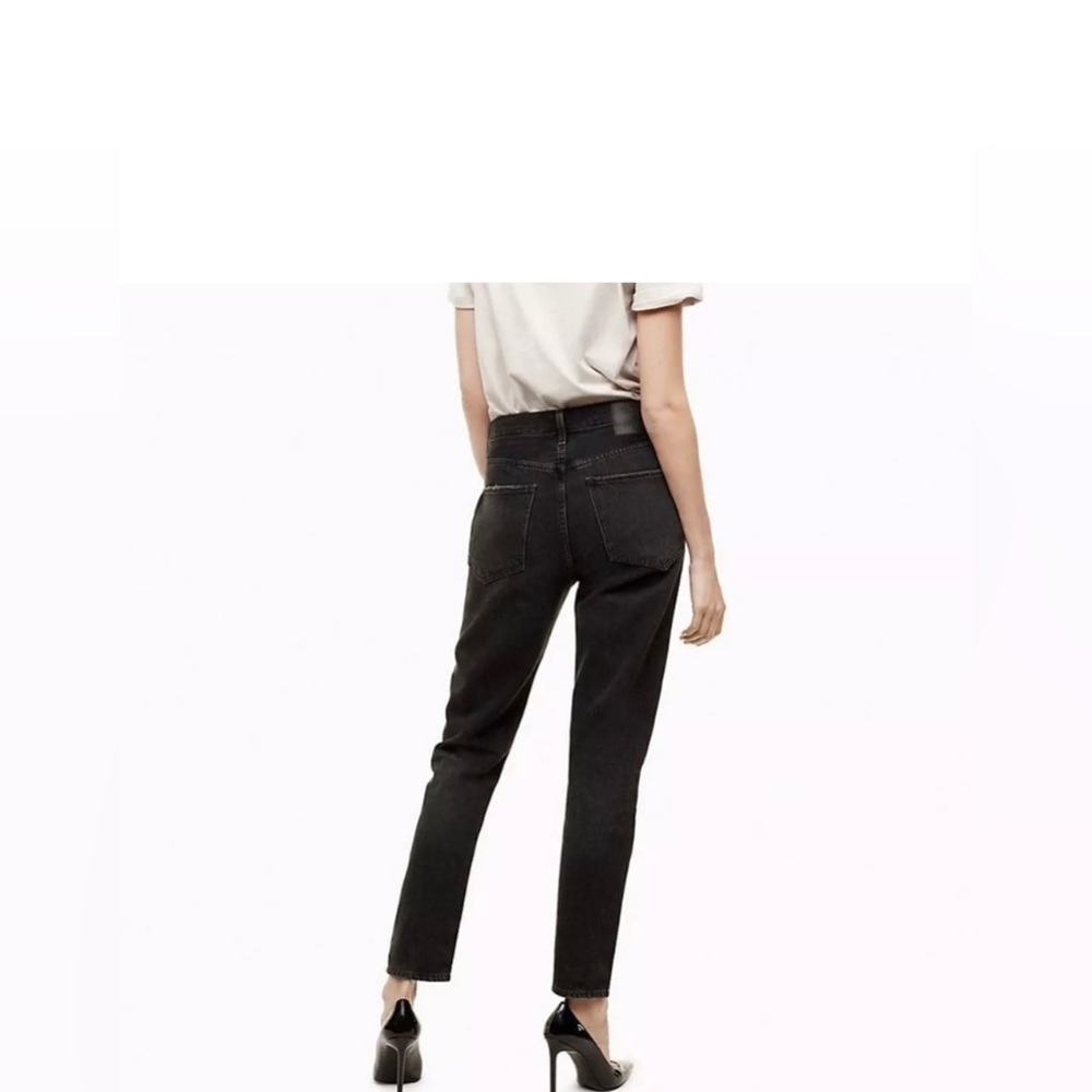 Aritzia Talula X Agolde High Rise Taper Jeans with Raw Step Hem~ Washed Black 26